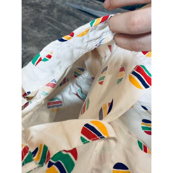 Vintage Faucetti Women Size 26/28 Short Sleeve Button Up Blouse White Colorful - Picture 4 of 8